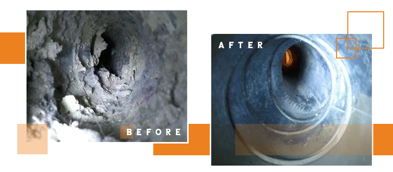 Dryer Vent Before & After Cleaning